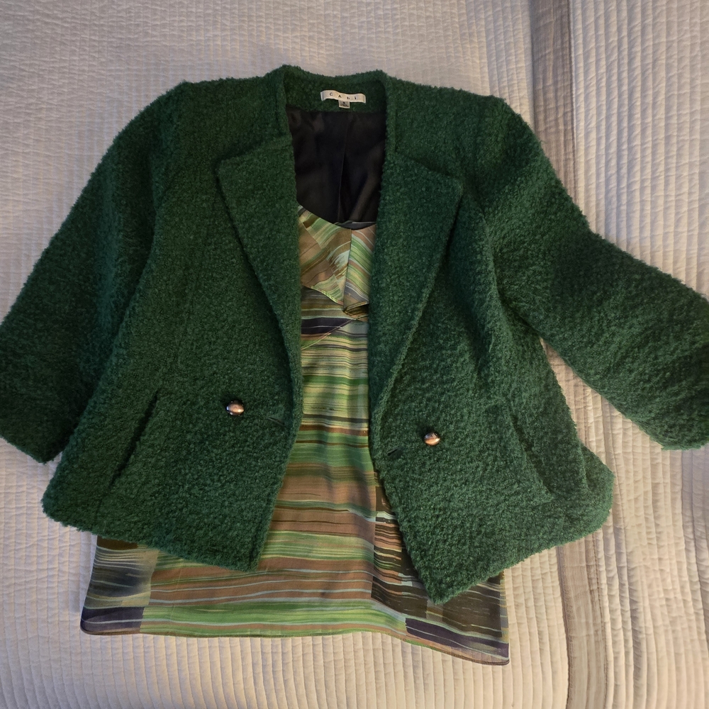 CAbi Green Boucle Blazer And Blouse